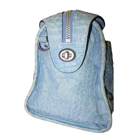 SOLD Coach Rhyder Limited Edition rare dusty blue Croc Embossed Denim Leather - Picture 4 of 16